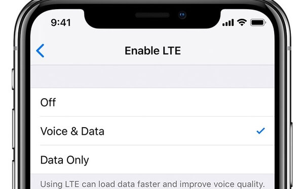 Alterar configurações de voz e dados