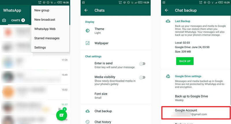 Check Google Account Linked to Whatsapp