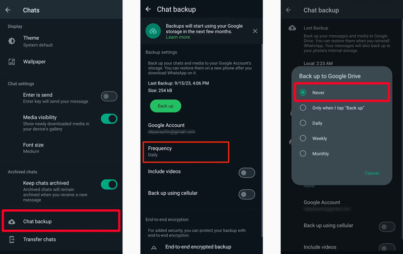 Whatsapp Chat Backup to Google Drive Disabled