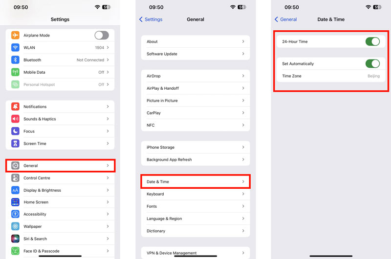 Data e hora corretas no iPhone