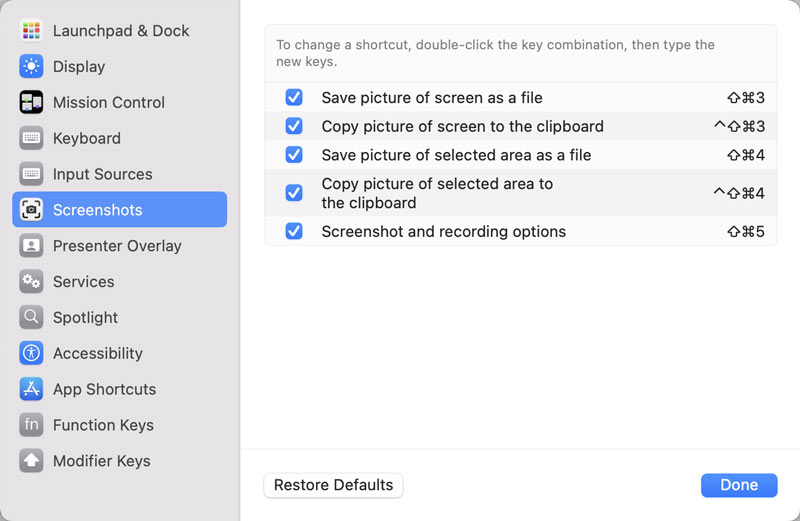 Verifique os atalhos das capturas de tela do Mac