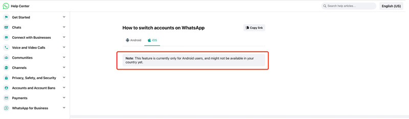 Switch Accounts on Whatsapp iPhone