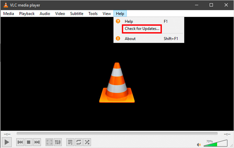 Verifique se há atualizações VLC