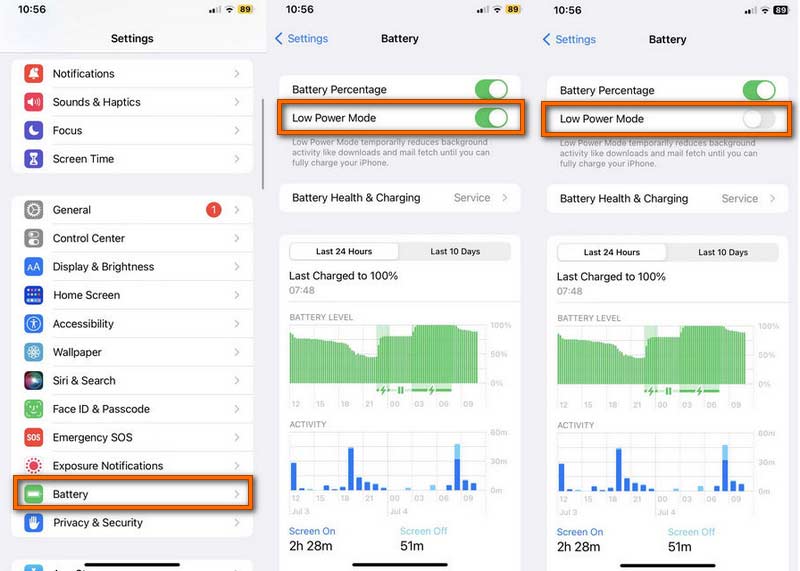 Desativar o modo de baixo consumo de energia do iPhone