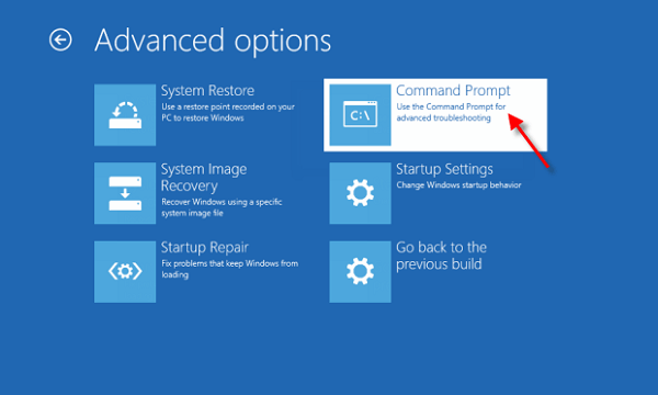 Use o prompt de comando para solução de problemas avançada