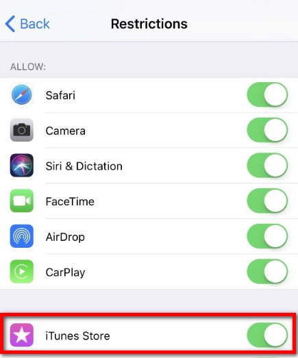 Ativar restrição iOS