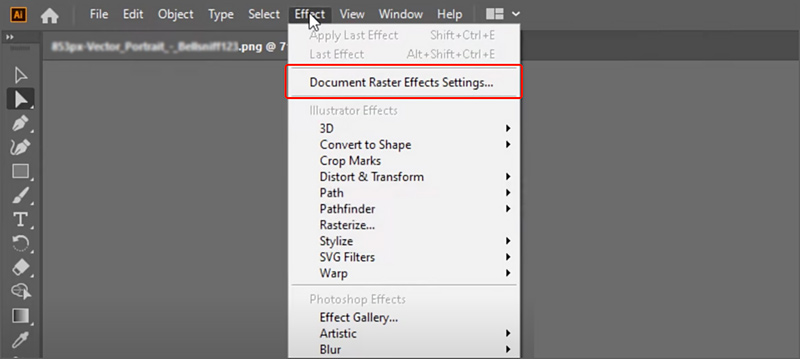 Configurações de efeitos raster de documentos do Adobe Illustrator