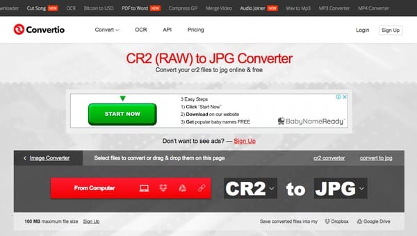 Convertio Online Conversor CR2 para JPG