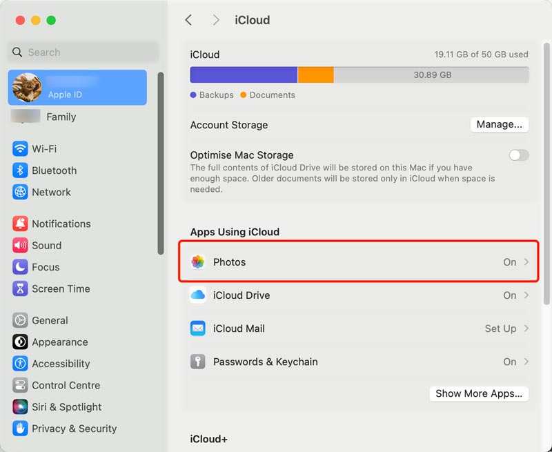 iCloud Turn on Photos on Mac