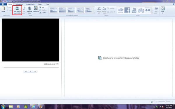 Importar imagens para o Windows Movie Maker