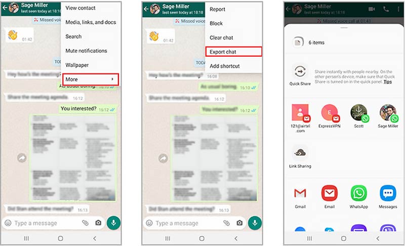 Export Whatsapp Chats Through Emai