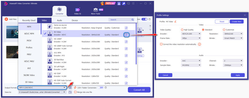 Barra de formato de saída inferior