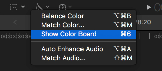 Mostrar quadro de cores no Final Cut Pro