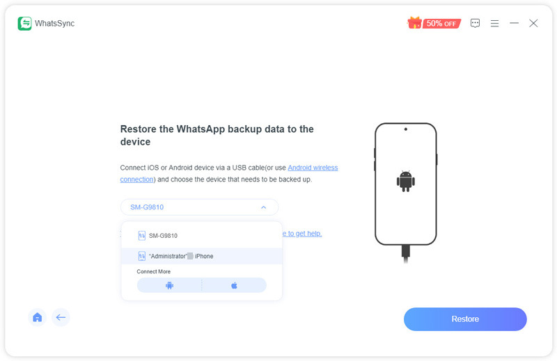 Conecte o dispositivo para restaurar