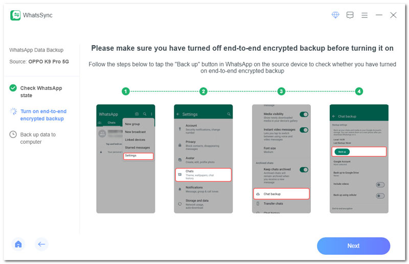 Desative o backup criptografado de ponta a ponta